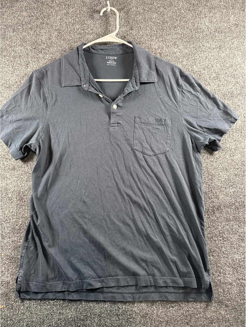 J.Crew Washed Polo Shirt Men's M Black Short Sleeve Cotton Pocket Casual